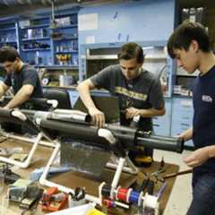  Students researching in the engineering school