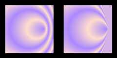Image of two radial gradients, one with the focus just inside the circumference    and one with the focus on the circumference.