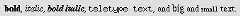 An example of rendering of various font styles