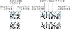 親文字よりルビが短い場合のグループルビの配置例1