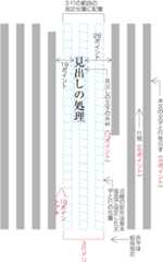 指定した複数行の指定位置に配置した例1 （見出しがページの中ほどにきた場合）