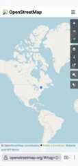 My phone's location represented on a OpenStreetMap map of North America
