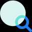 research icon with magnifying glass.