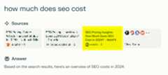 Perplexity search results for "how much does SEO cost"