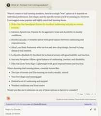 A screenshot of an AI platform, Claude, showing how it sees reviews and ratings and, in turn, rewards pages with better visibility in their results.