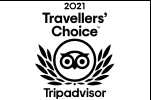 The Tripadvisor logo. TEXT: 2021 Travellers' Choice