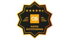 QS logo with five stars and the word outstanding