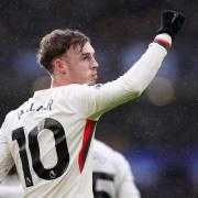 Chelsea's Cole Palmer celebrates scoring their side's second goal of the game during the Premier League match at Molineux Stadium, Wolverhampton
