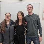 Karen Kerr, centre, has been treated by her son Iain Legge and his partner Dionne Harvey (Ryan McDougall/PA)