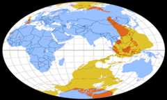 Map of antipodes of the Earth, in Lambert Azimuthal Equal-Area projection.