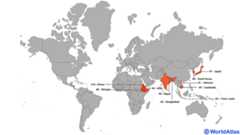 Map showing the world's 10 thinnest nations.