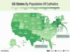 infographic showing the percentage of catholics in each US state