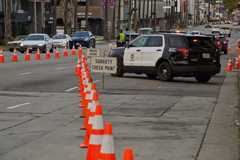 Los Angeles Police Department DUI checkpoint on Sunset Boulevard.