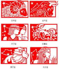 中国复古版十二星座剪纸图案大全