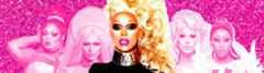 A collage of drag queens, with RuPaul, front and centre.