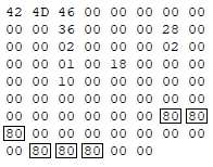 Tesztkép byte-jai módosítva