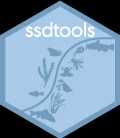 ssdtools logo of cumulative species sensitivity distribution with outlines of commonly used species as data