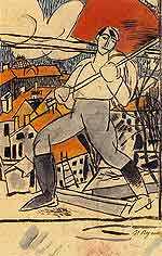 Иван Пуни. Эскиз праздничного оформления Перограда. Охта. Ivan Puni. Study of Festive Decorations for Petrograd. Okhta. (1918)