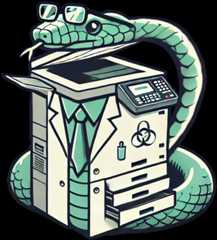 Python Template logo, created using ChatGPT 4o on 10 September 2024 using prompt "generate a logo of a copier that looks like a snake-scientist"
