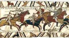 Norman cavalry charging, Bayeux Tapestry