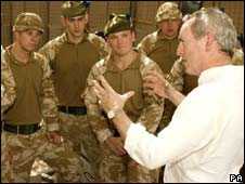 Defence Secretary John Hutton meets British troops in Basra