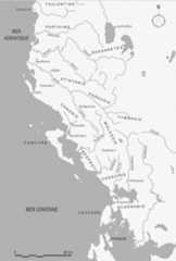 Fig. 1. Carte de la présence corinthienne en Épire et en Illyrie méridionale, des sites et des peuples principaux