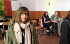 MEP Rebecca Harms at the polling station