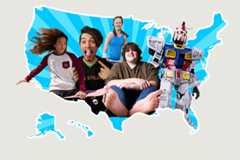 Superlative States map with beige background