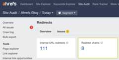 Finding redirect chains in Ahrefs' Site Audit