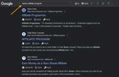 Google search for shoe affiliate programs