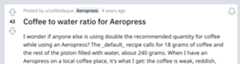 Post about AeroPress on /r/coffee subreddit