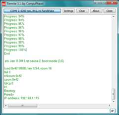 OTA upload successful - output on an external serial terminal