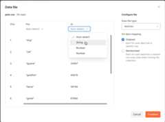 Selecting a data type for imported data