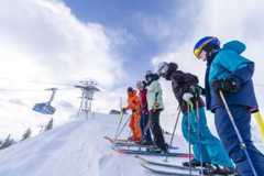 Skiers at Snowbird Resort, UT.
