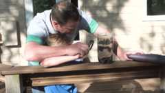 A father and son build a worm hotel