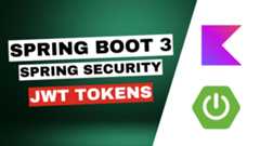 Image is a thumbnail for post about Spring Boot 3 Security with Kotlin and JWT tokens and consist of the post title near to the Spring Boot and Kotlin logo.