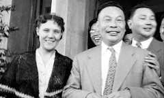 The late Faina Chiang, the Russian-born wife of former Taiwanese President Chiang Ching-kuo, left, is seen in this Oct.20, 1953 photo walking with her husband on the tarmac of Sungshan Airport, in Taipei, Taiwan, during a trip to the United States. Chiang died on Wednesday, Dec.15, 2004, at 88. She was suffering from asthma when she died at the Veterans' General Hospital in Taipei, the state-funded Central News Agency reported. (AP Photo/Central News Agency, HO) ** CREDIT MANDATORY **