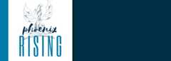 Graphic featuring the words “Phoenix Rising” with an illustration of a phoenix emerging from an open book above the text. The design uses shades of blue and white with a clean, modern layout.