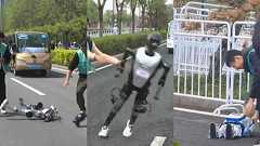 中国の「人間のランナーVSロボット」のハーフマラソンで人型ロボットがずっこけるシーンまとめ