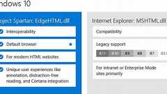 Windows 10の2つのブラウザ、「Spartan」は新エンジンのみ、「IE 11」は旧エンジンのみに