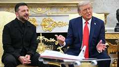 トランプ氏、ゼレンスキー氏の黒スーツ姿にご機嫌 前回は服装めぐり小競り合い