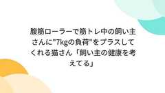 腹筋ローラーで筋トレ中の飼い主さんに"7kgの負荷"をプラスしてくれる猫さん「飼い主の健康を考えてる」