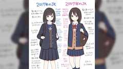 今のJKと10年前のJKの比較絵が面白い!「魔法のiらんどは皆の黒歴史」「高校時代の私やん。。」