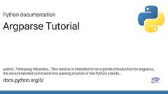 Argparse Tutorial