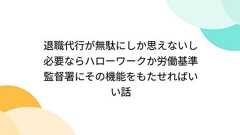 退職代行が無駄にしか思えないし必要ならハローワークか労働基準監督署にその機能をもたせればいい話