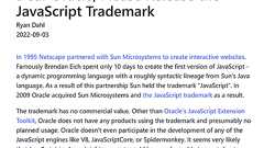 Denoのライアン・ダール氏「親愛なるオラクル殿、どうかJavaScriptの商標を手放して」と呼びかけ