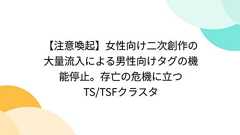 【注意喚起】女性向け二次創作の大量流入による男性向けタグの機能停止。存亡の危機に立つTS/TSFクラスタ - Togetterまとめ