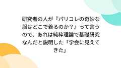 研究者の人が『パリコレの奇妙な服はどこで着るのか?』って言うので、あれは純粋理論で基礎研究なんだと説明した「学会に見えてきた」