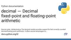 decimal — Decimal fixed-point and floating-point arithmetic