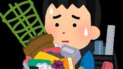 学期末に沢山の荷物を持ち帰る小学生のイラスト(男の子)
